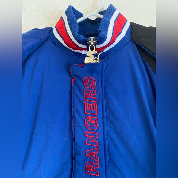 Vintage Starter New York Rangers 1/2 Zip Embroidered Jacket Large Hooded Hood L - Picture 2 of 10